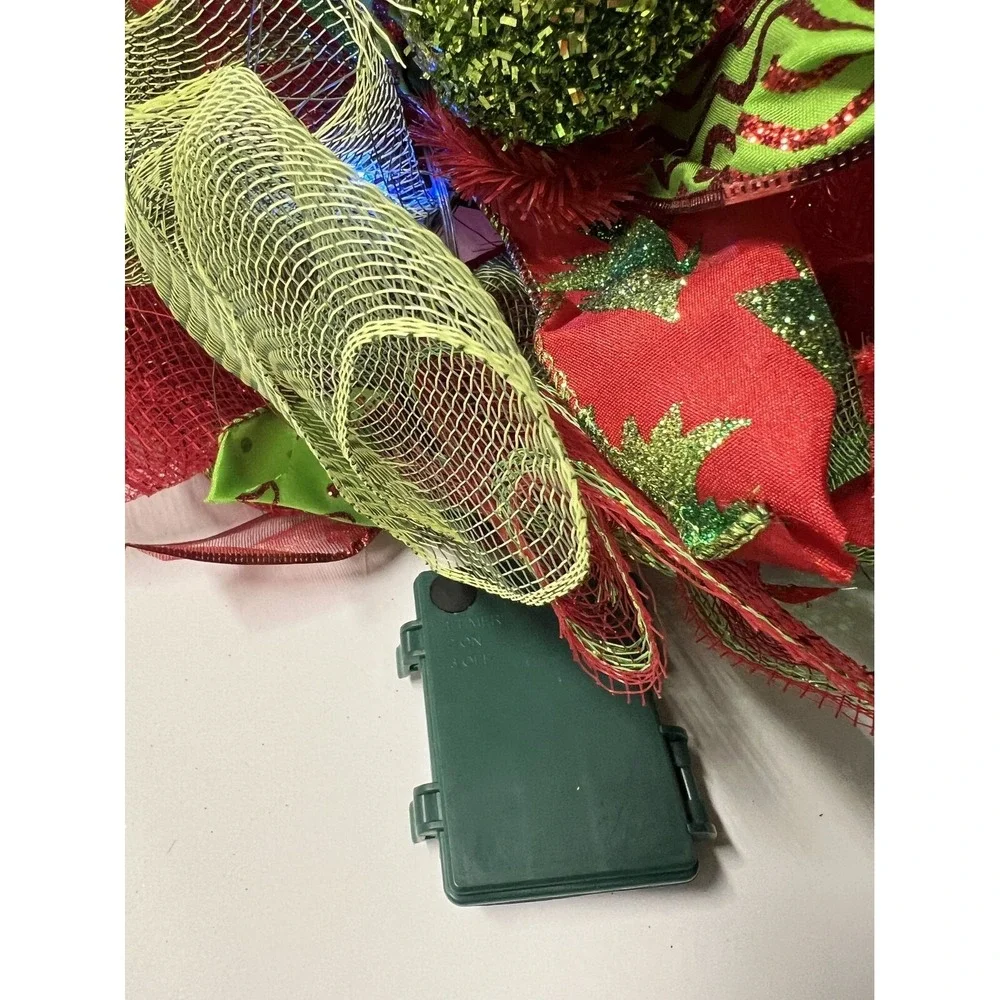 Pair Christmas Mesh Wreath With Lights & Glittery‎ Ornaments